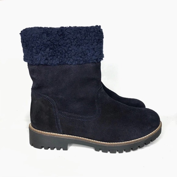 Anthropologie Louise Suede Sherpa Lined Cuffed Ankle Boot - Picture 1 of 14